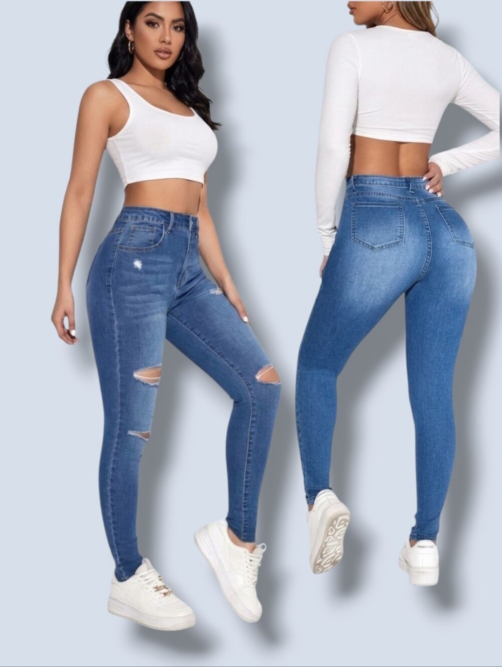 Like New 💙 Women's Medium Blue Wash High Waist Distressed Skinny Jeans